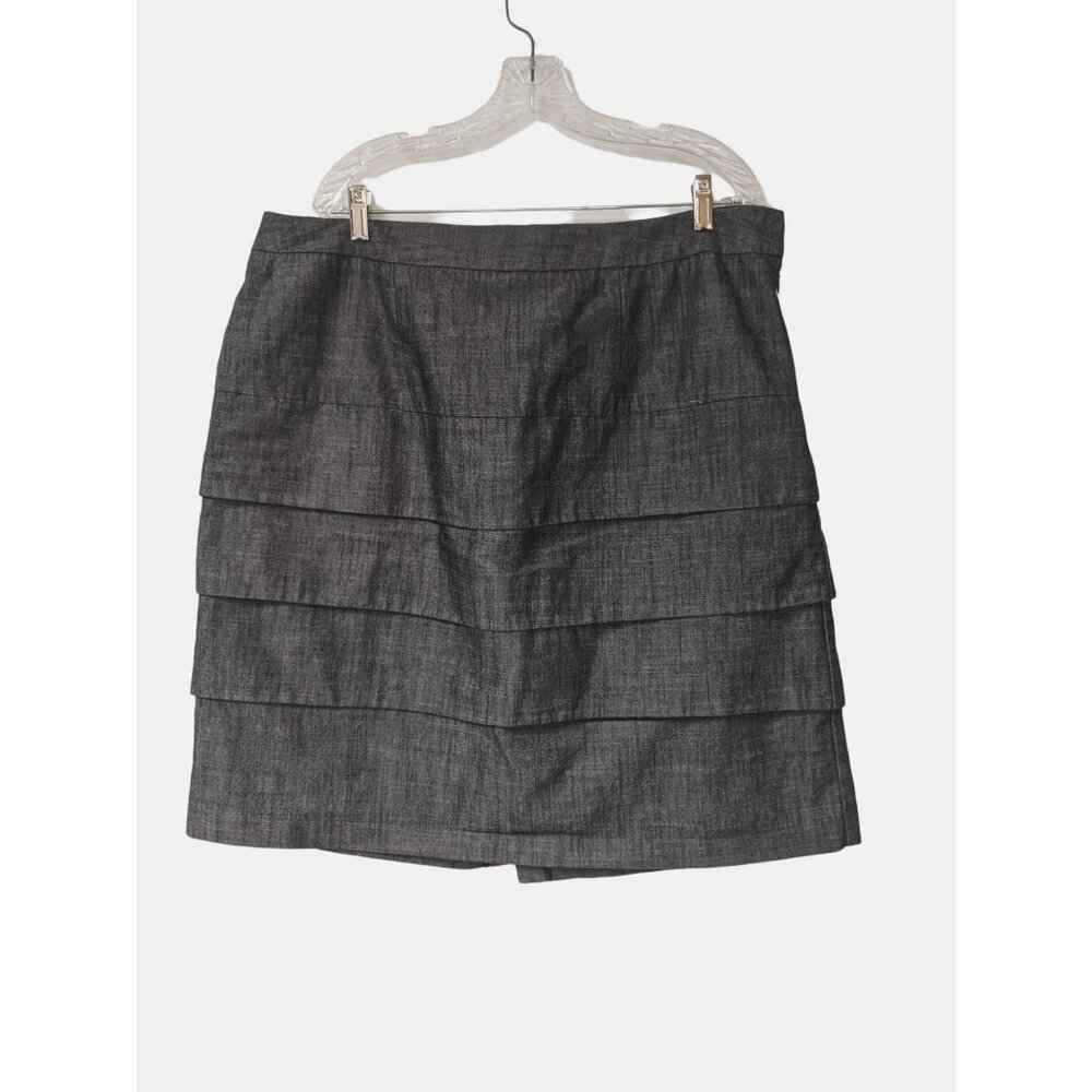 Catos Womens Plus Straight Tiered Skirt Size 18W Modest Gray